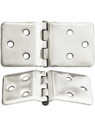 Pair of Sellers-Style Wraparound Hoosier Cabinet Hinges - 1 1/2 inch x 3 1/8 inch in Polished Nickel.
